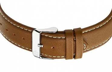 Brunt läderarmband med stiftspänne och metallspänne