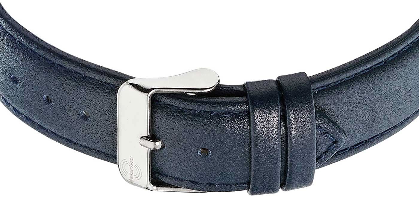 Blått läderarmband med metallspänne för herrarmbandsur
