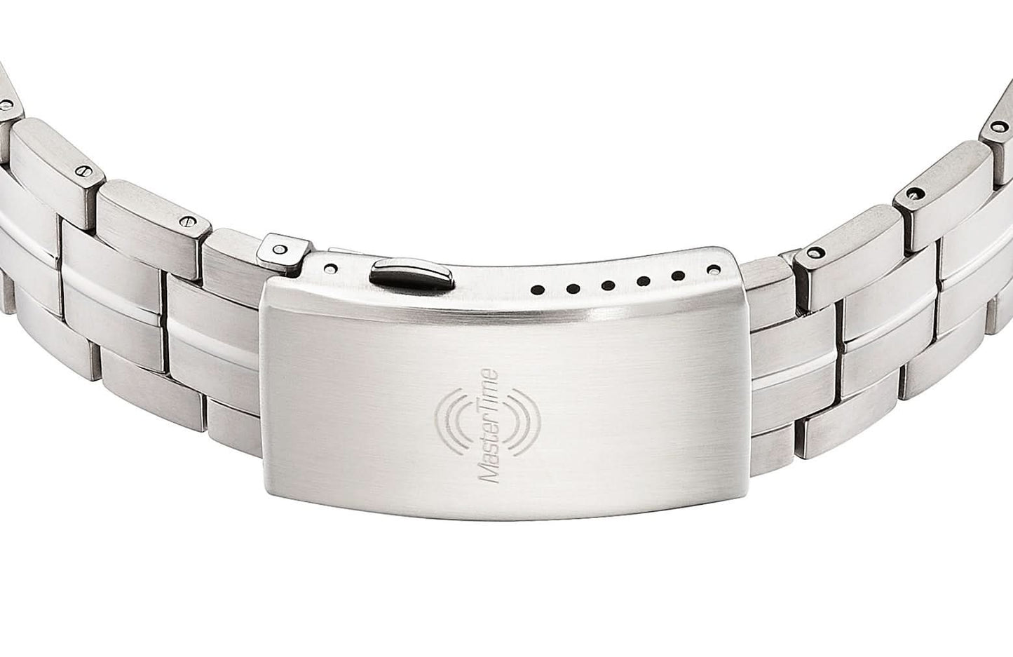 Herrklocka i titan med metallarmband och spänne, insida med gravyr