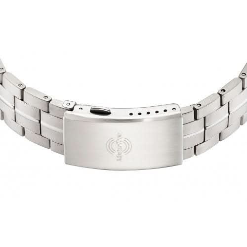Herrklocka med armband och spänne i metallfärg, ingraverat Funkzeit-märke