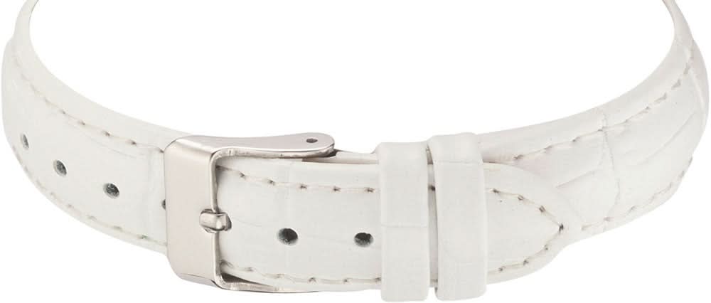 Damklocka med vitt läderarmband, spänne och justerbara hål