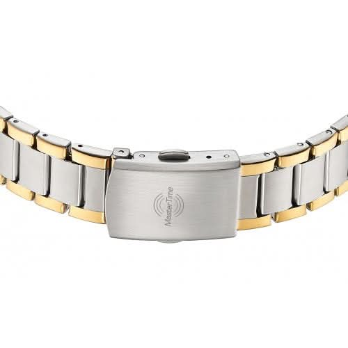 "Damklocka med tvåfärgat metallarmband och spänne, polerad mittplatta"
