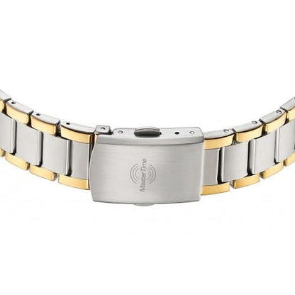 "Damklocka med tvåfärgat metallarmband och spänne, polerad mittplatta"