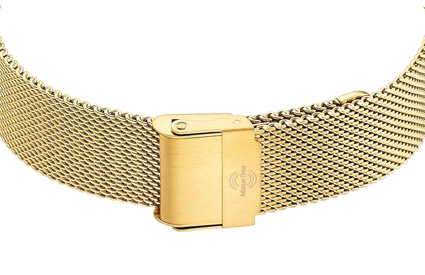 "Damklocka med guldfärgat metallarmband och stängbart spänne"