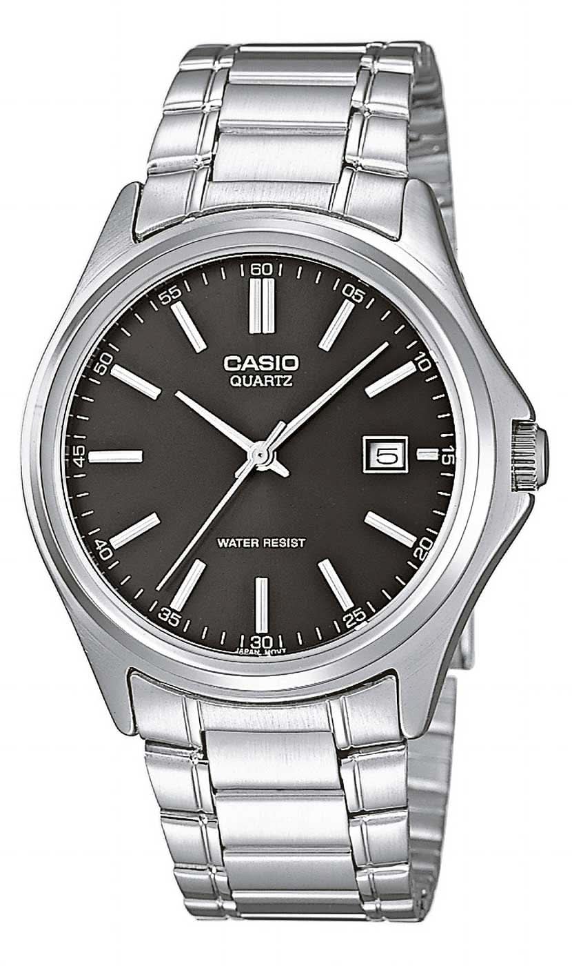 CASIO herrklocka i rostfritt stål med svart urtavla och datumvisning
