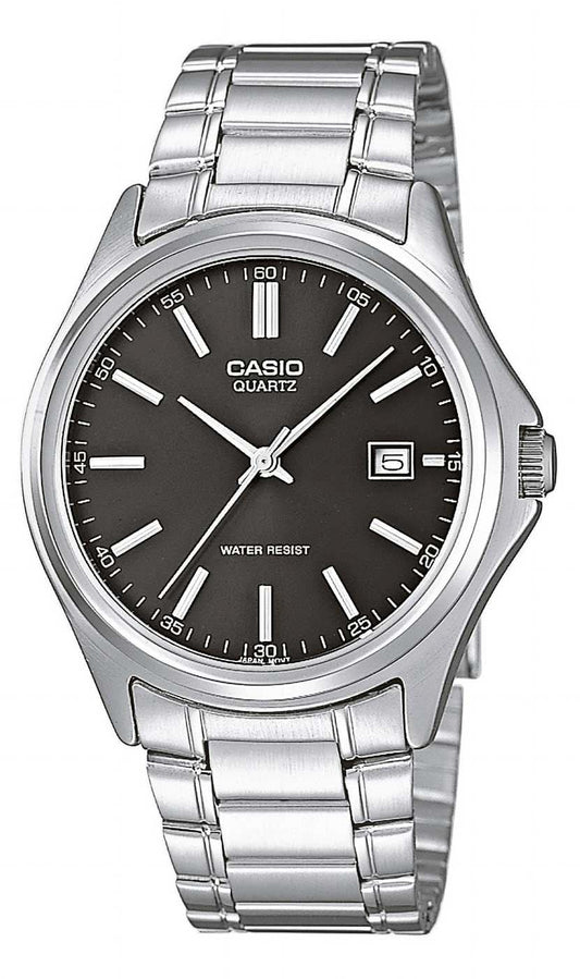 CASIO herrklocka i rostfritt stål med svart urtavla och datumvisning