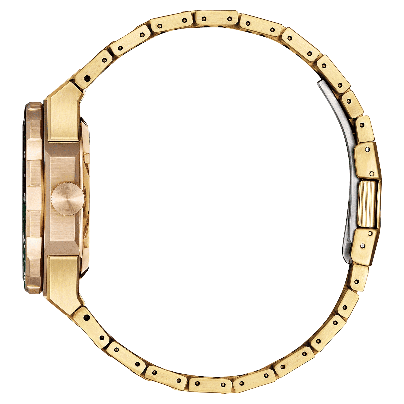 Herrklocka från sidan: guldpläterat armband med rektangulära länkar