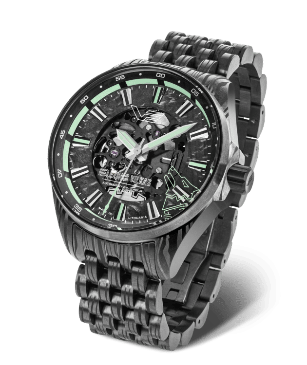 Vostok Europe Herrenuhr Grau mit Skelettzifferblatt und Metallarmband