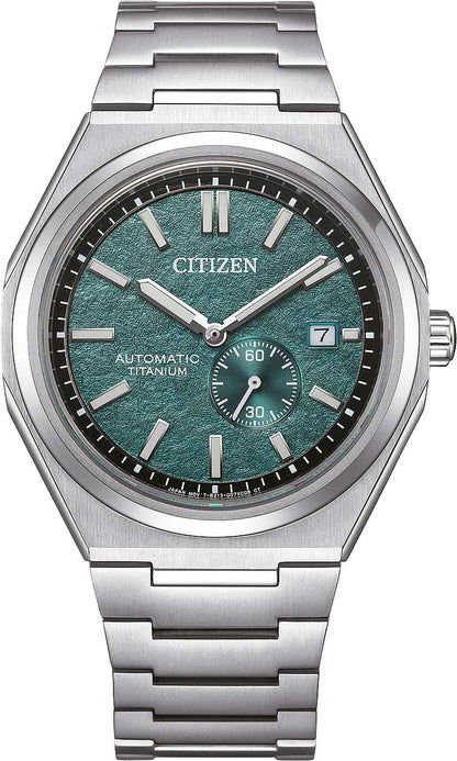 Citizen herrklocka med grön urtavla, automatiskt urverk och armband i titan
