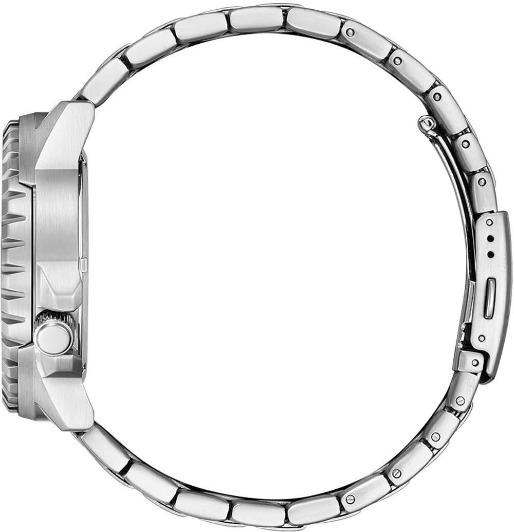 Armbandsur i rostfritt stål med synlig boettkant och metallarmband