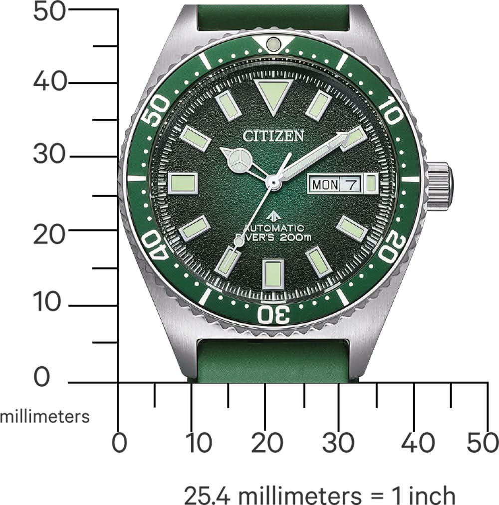 Armbandsur för herrar med grön urtavla, indexmarkeringar, datumvisning vid klockan 7 och boettring i stål