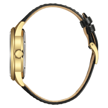 Citizen herrklocka sidovy med guldfärgad boettkant och svart läderarmband