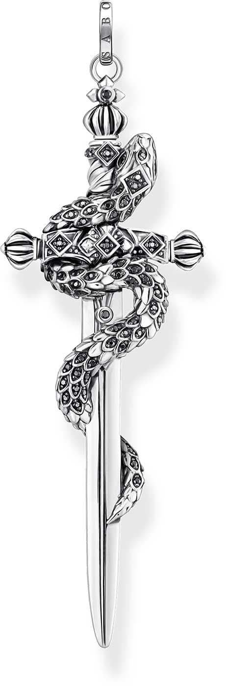 Svärdhänge i sterlingsilver med orm och ornament, fäst vid ring