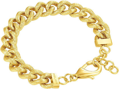 Guldfärgat pansararmband med karbinhake och runda dekorlänkar