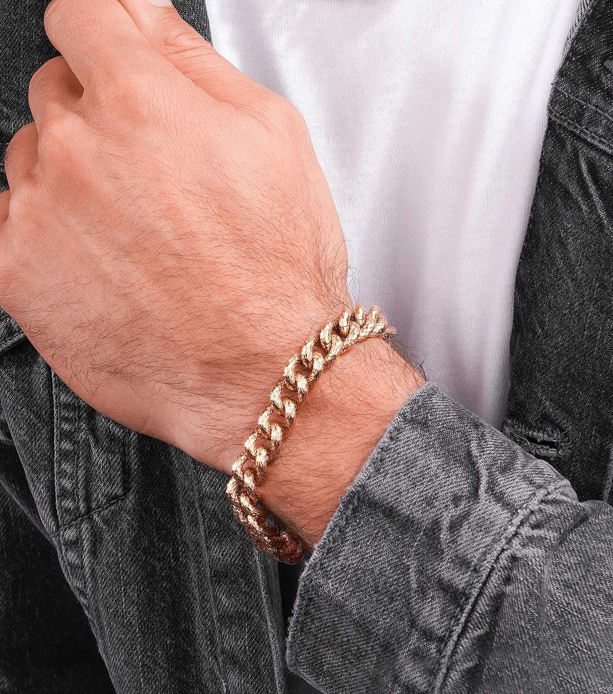 Pansararmband runt handleden, guldfärgat länknät med matt yta