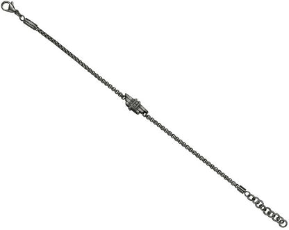 Grått länklarmband med kedjedetalj och karbinhake, ändring