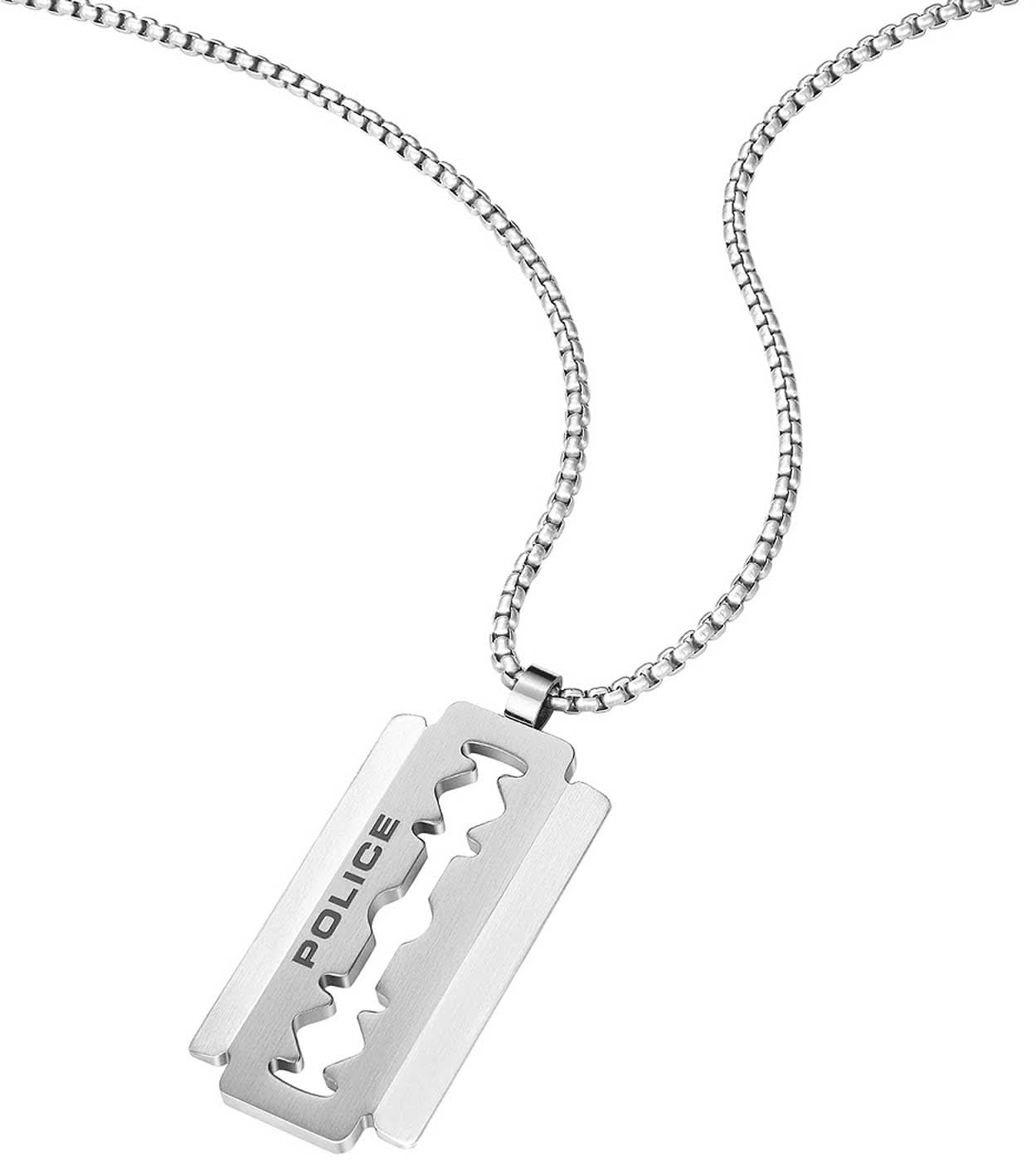 Halsband med hänge i rakblad, rektangulärt, pansarkedja och lås