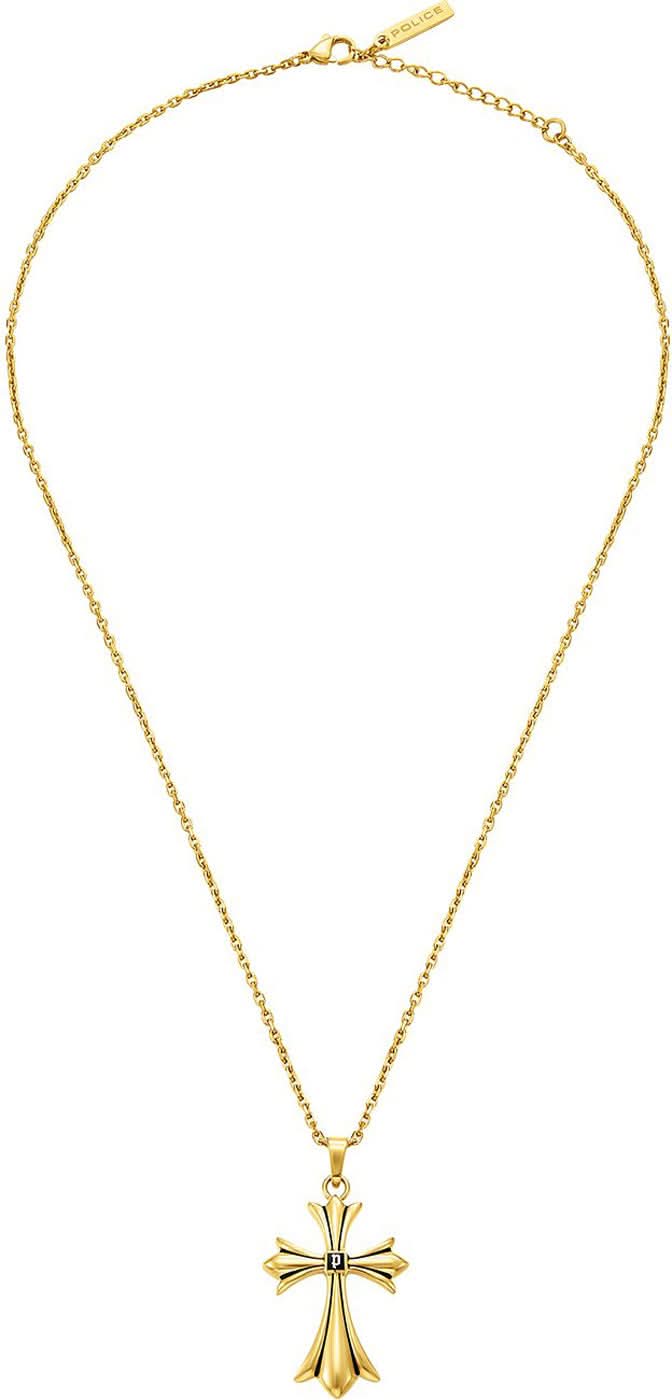 Guldpläterat halsband med korshänge på fin kedja