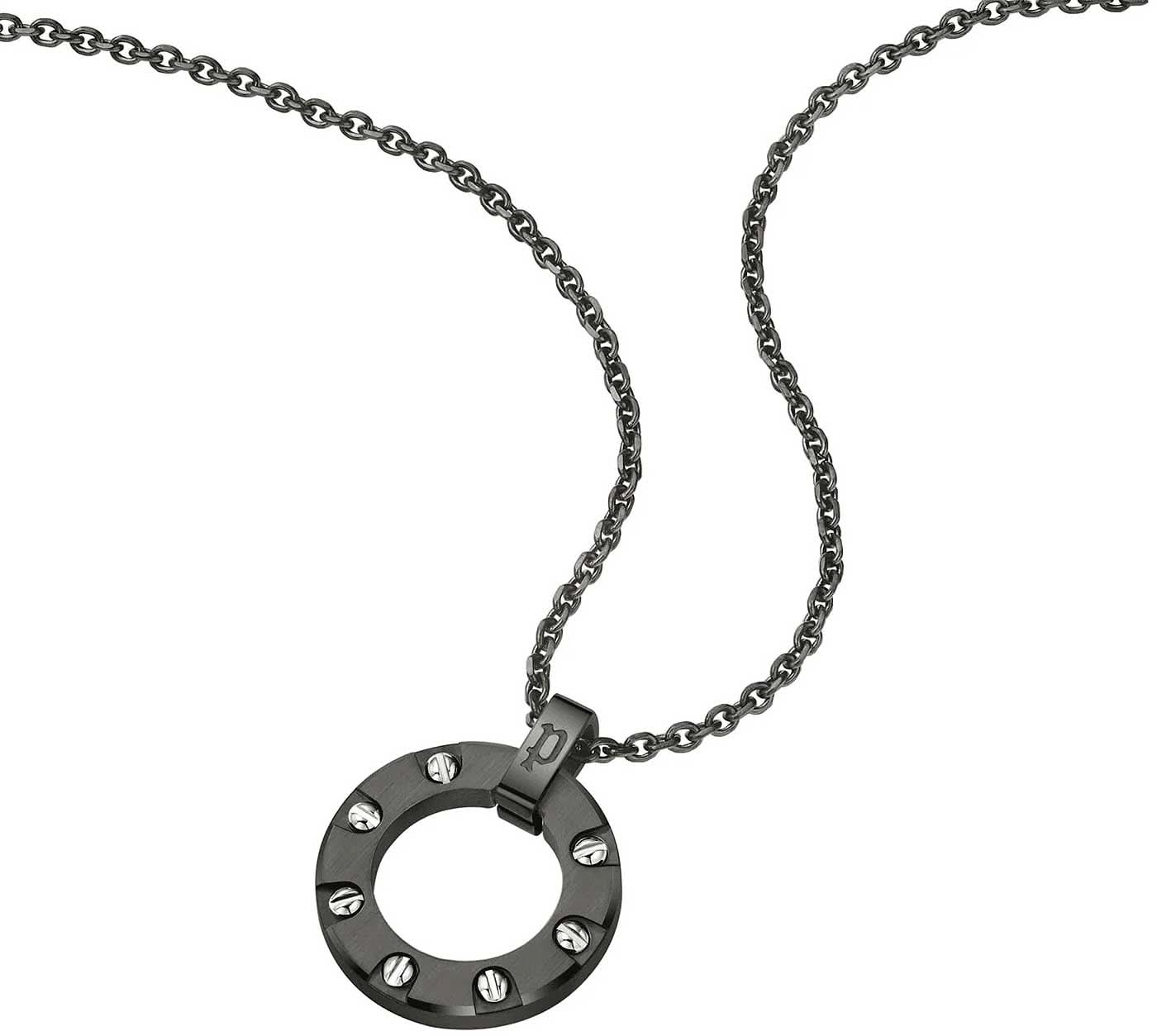 Halsband med kedjelänkar och ett runt hänge med flera punkter