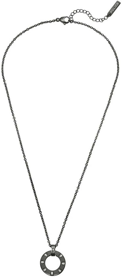 Halsband med rund berlock och kedja, silverfärgad