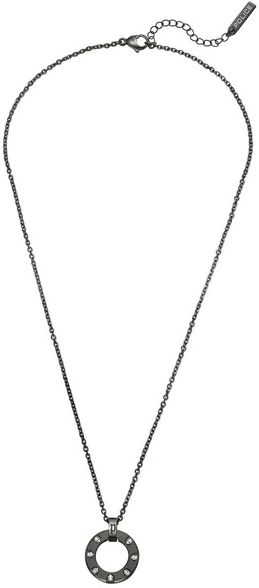Halsband med rund berlock och kedja, silverfärgad