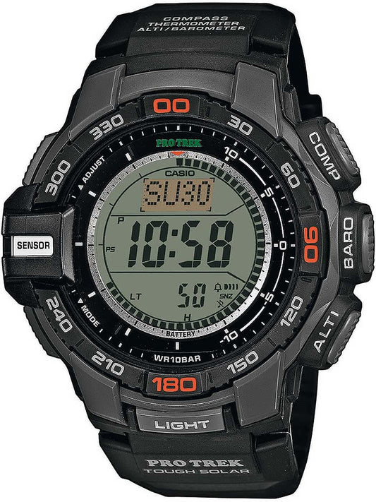 Herrklocka med svart digital display, robust boett och gummiarmband