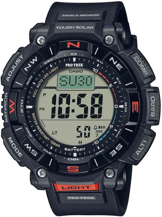 Herrklocka med Tough Solar digital display, svart boett och svart textilarmband