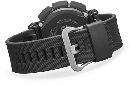Herrklocka med svart armband och metallspänne, mörk boett med skruvar