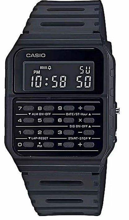 Digital retroarmbandsur med svart boett, brett silikonband och display