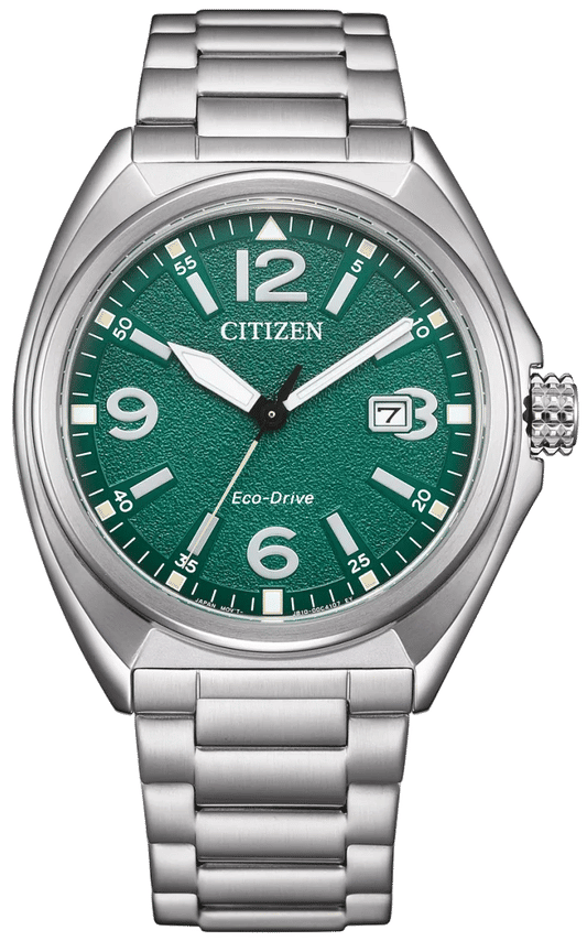 Citizen herrklocka med grön urtavla och Eco-Drive, armband i rostfritt stål