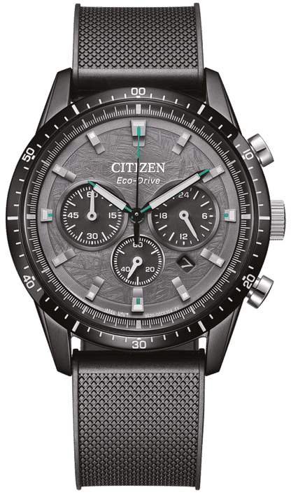Citizen Eco-Drive Chronograph herrklocka med svart boett och mesh-armband