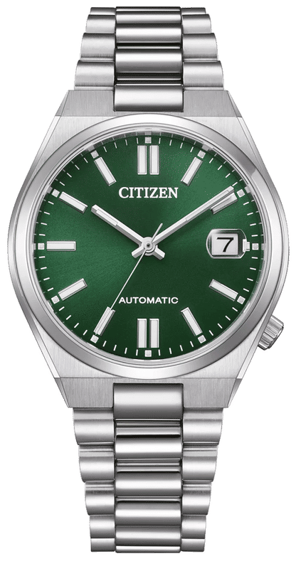 Citizen automatklocka med grön urtavla och stålarmband