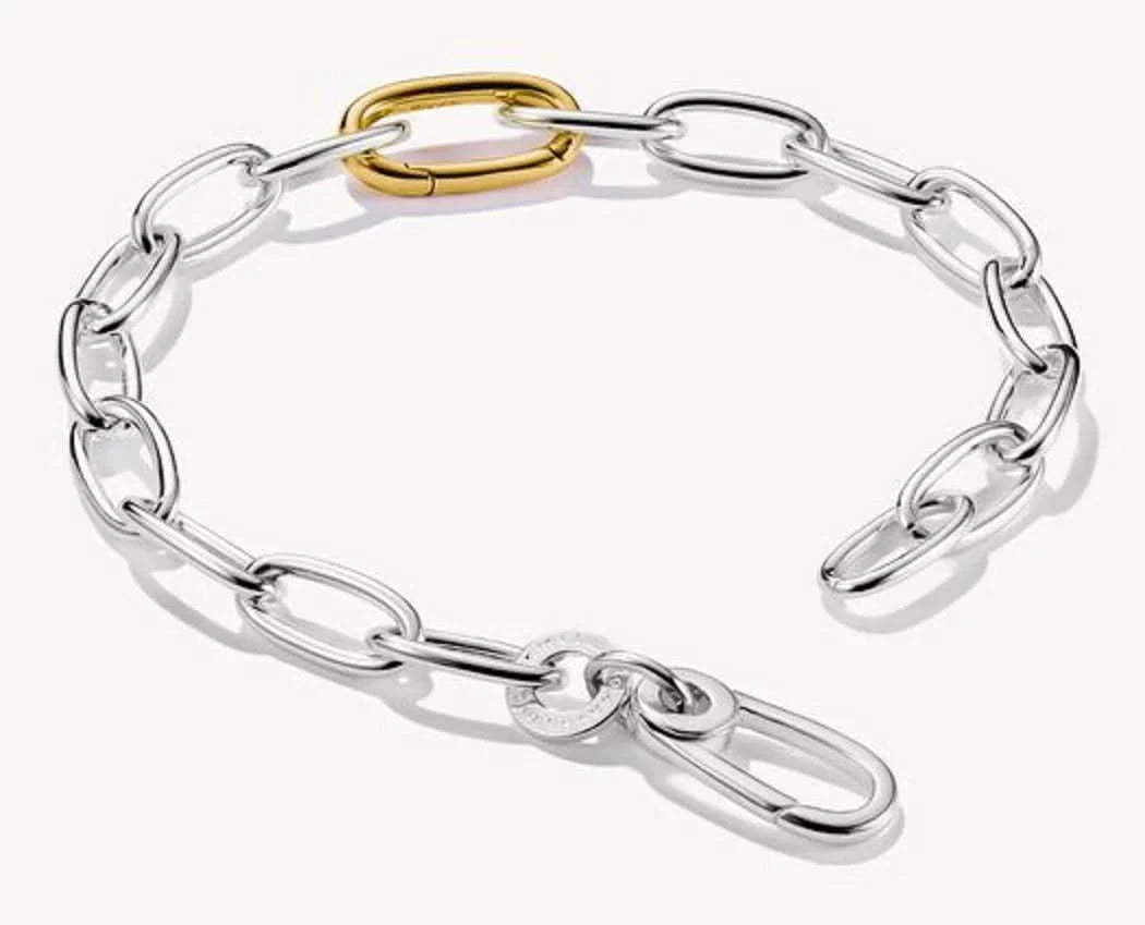 Guldpläterat silverarmband med förgylld Connect-länk och karbinhake