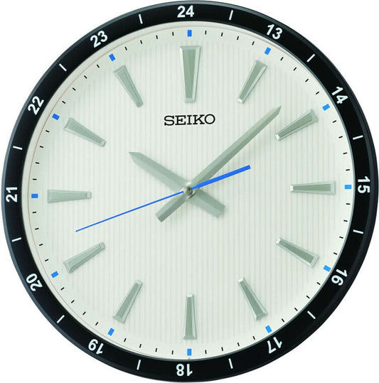 Väggklocka med Seiko-urtavla, beige kant och svart minutskala