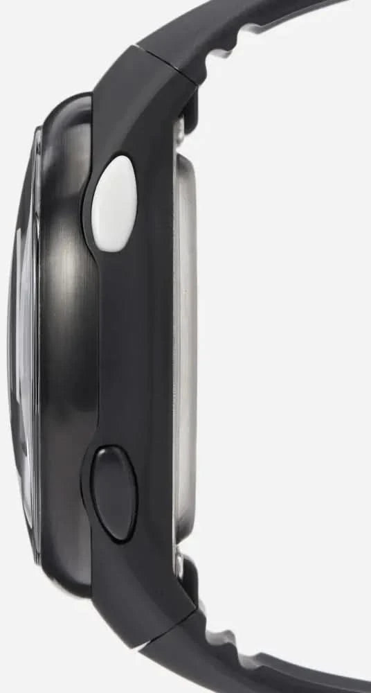 Lorus digital klocka, sidovy med svart boett och gummiarmband
