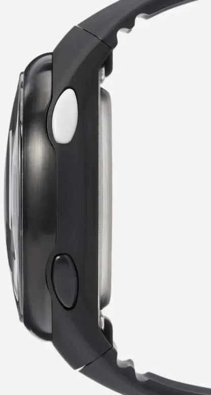 Lorus digital klocka, sidovy med svart boett och gummiarmband
