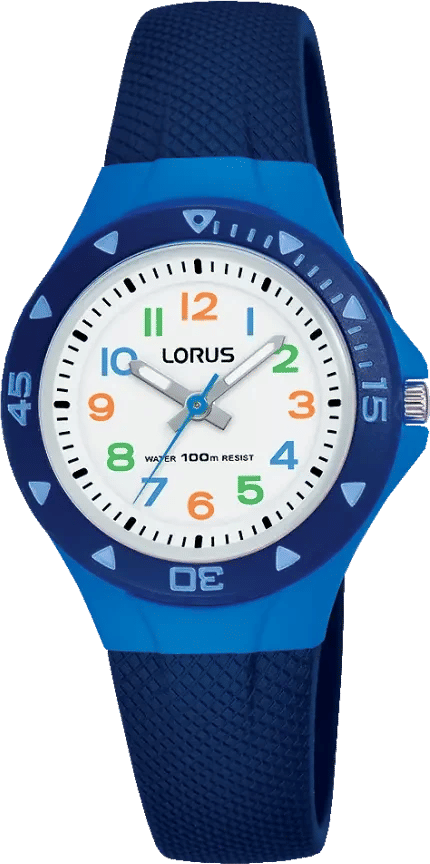 Lorus herrklocka med blått silikonarmband och rund urtavla, datumvisning
