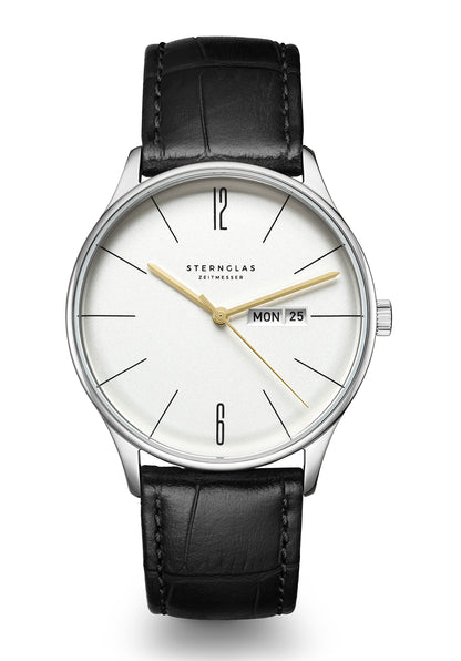 Sternglas Berlin S01-BE10 Herrenuhr Silber • Miyota-Quarzwerk mit Datum & Wochentag • Gewölbtes Saphirglas
