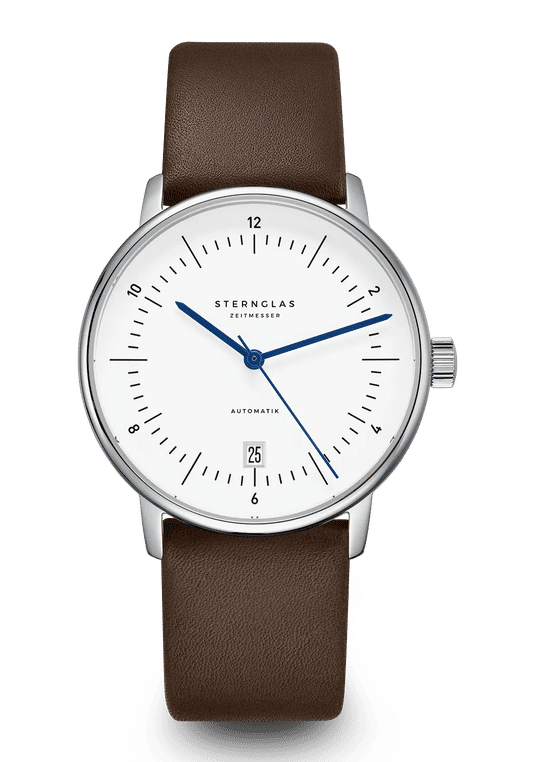 Sternglas Naos Automatik 38mm Herren Weiß • Automatikwerk • Bauhaus-Design
