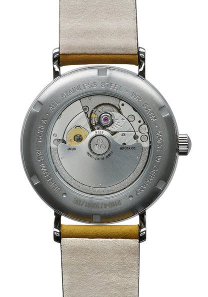 Herrenautomatik-Uhr, Sichtboden mit Uhrwerk, Edelstahlgehäuse, helles Armband