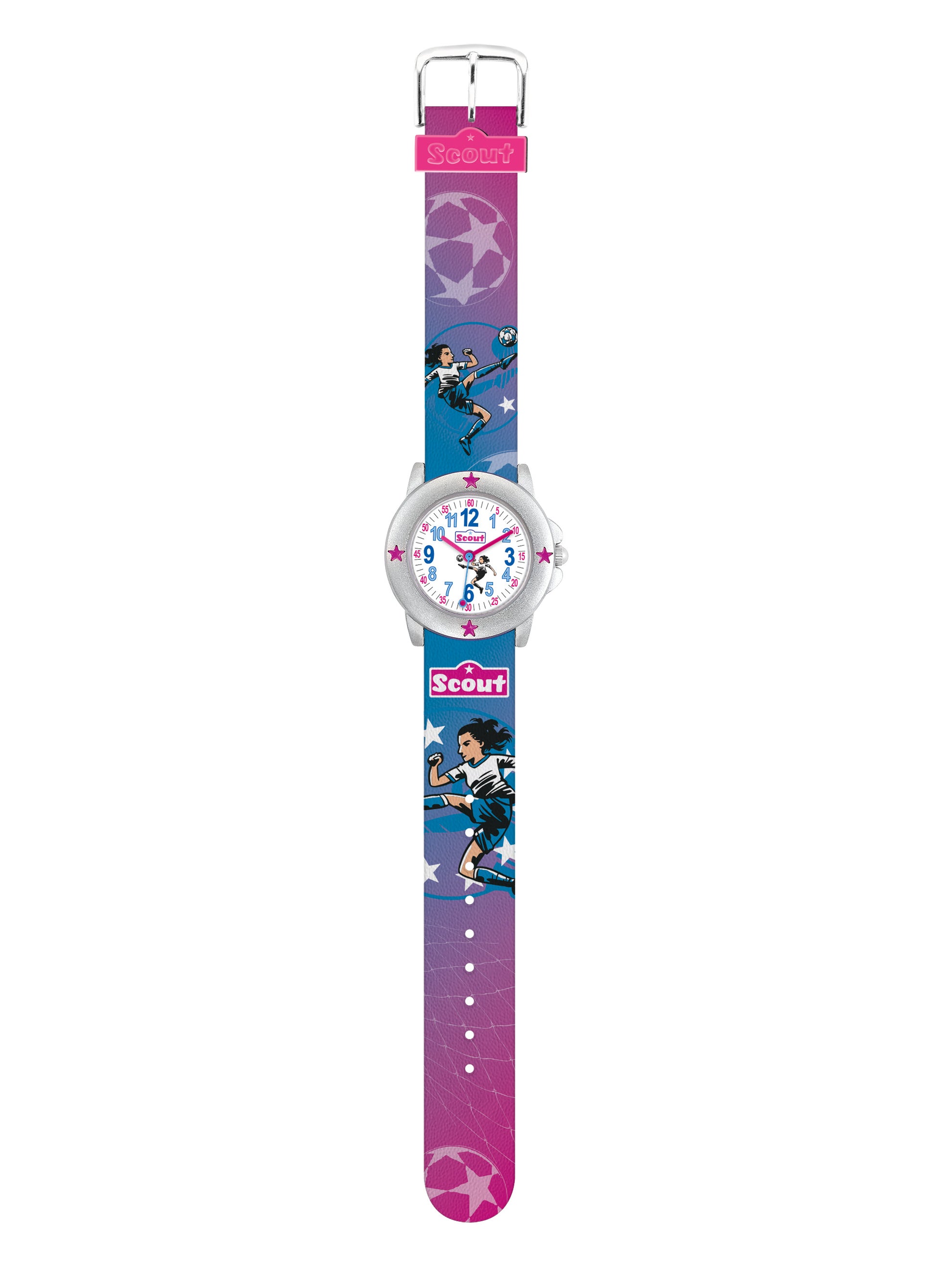 Scout Girls Team 280393035 Mädchen Armbanduhr Blau-Pink • Fußball-Motiv • Mineralglas, Bild 2