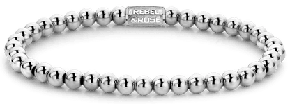 Armband med mörka hematitpärlor (ca 4 mm) och lås i rostfritt stål