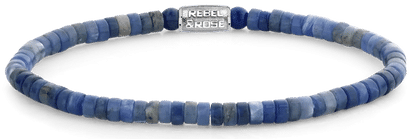 Armband med blå ädelstensskivor och lås i rostfritt stål