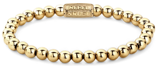 Armband med guldfärgade kulpärlor i rostfritt stål, 18 k guldpläterat, med lås