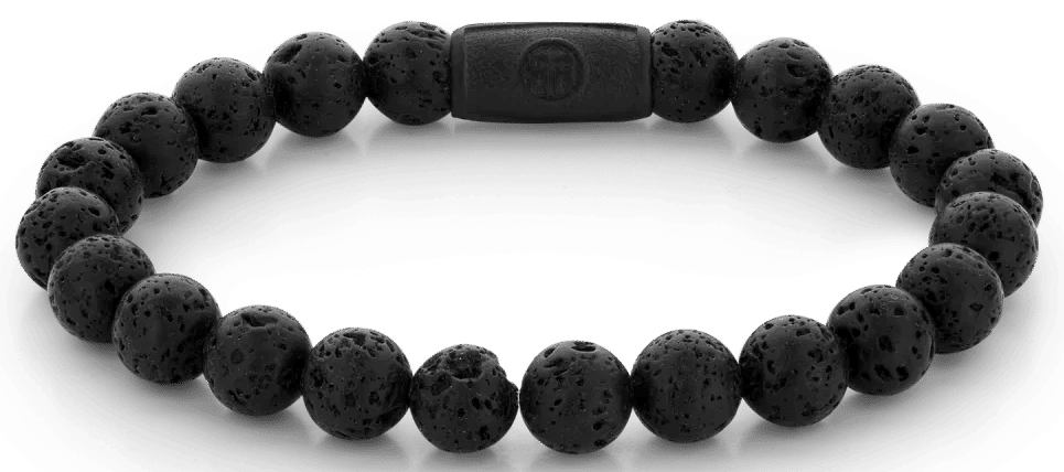 Armband med svarta pärlor och svart stålspänne