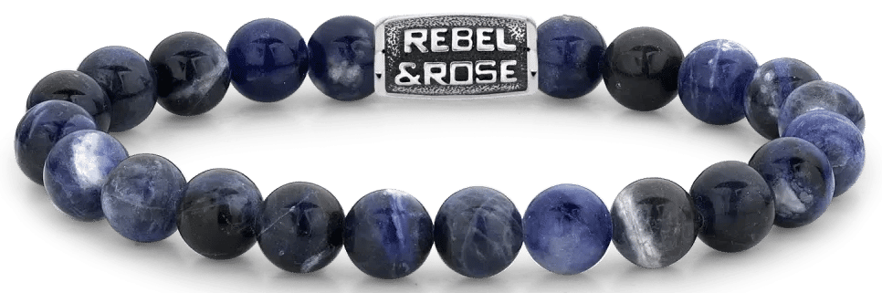 Armband av sodalitpärlor (ca 8 mm) med metallås, Rebel&Rose