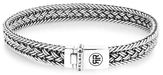 Silverfärgat armband med flätat band (8 mm) och Rebel&Rose-lås