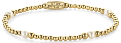 Armband med sötvattenspärlor, guldpläterade stenar i rostfritt stål och lås i rostfritt stål
