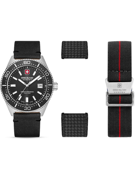 Swiss Military Hanowa Nomad SMWGB0004901-SET Herrenuhr Schwarz • Robustes Set mit Wechselarmbändern • 10 ATM Wasserdicht