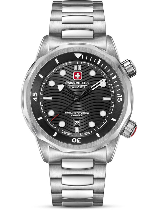 Swiss Military Hanowa Breakwater SMWGH0006404 Herrenuhr Schwarz • 30 ATM Wasserdicht • Quarzwerk